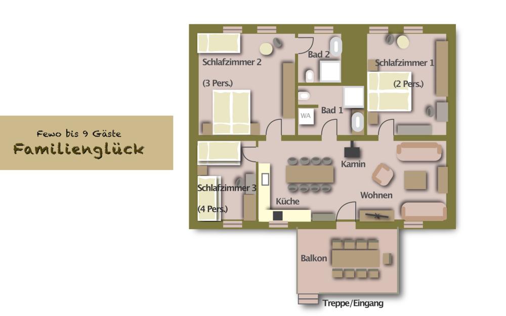 Ferienwohnung Familienglueck - Grundriss, Foto: René Heinitz, Lizenz: René Heinitz Ferienwohnung Familienglueck - Grundriss, Foto: René Heinitz, Lizenz: René Heinitz